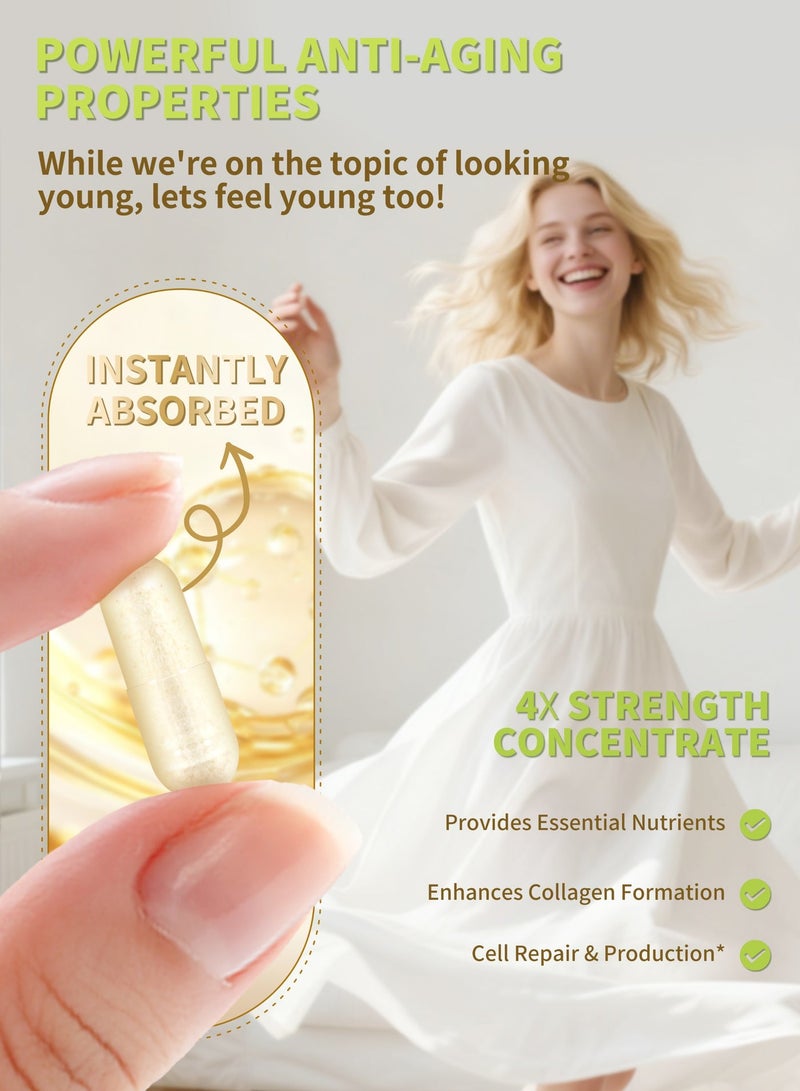 حلوة الكولاجين + فيتامين ( ج ) جمال الشعر والأظافر المرأة فيتامين الكولاجين تبييض 120 حبة - Image 4